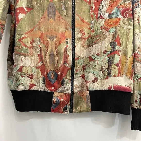 NWT GFashion Men's Silk Hooded Bomber Jacket Size Medium Party Clubwear Hip Hop